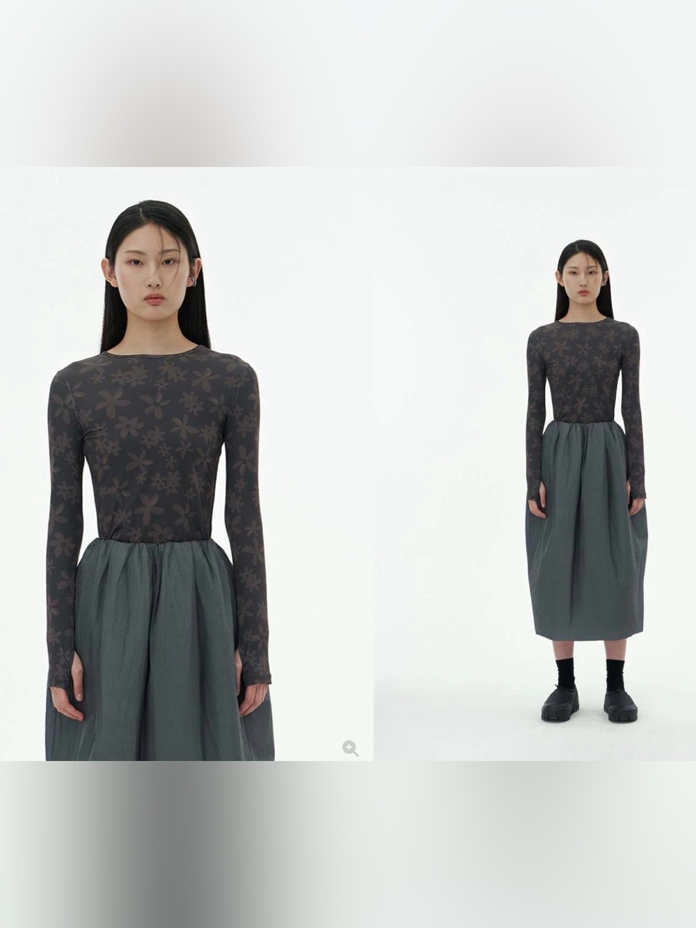 Amomento Flower Print Long Sleeve